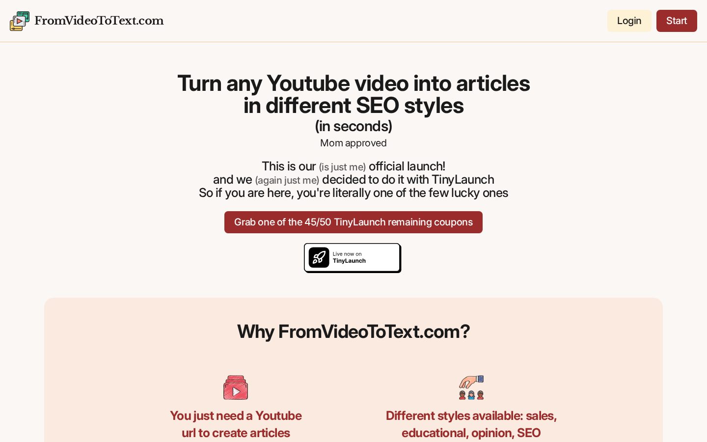 FromVideoToText Homepage