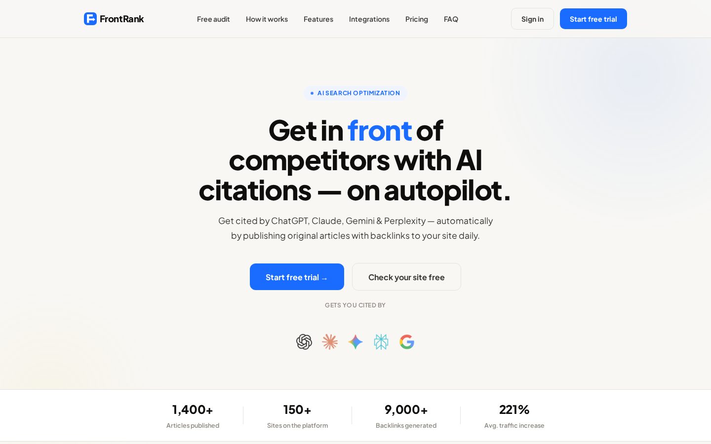 FrontRank Homepage