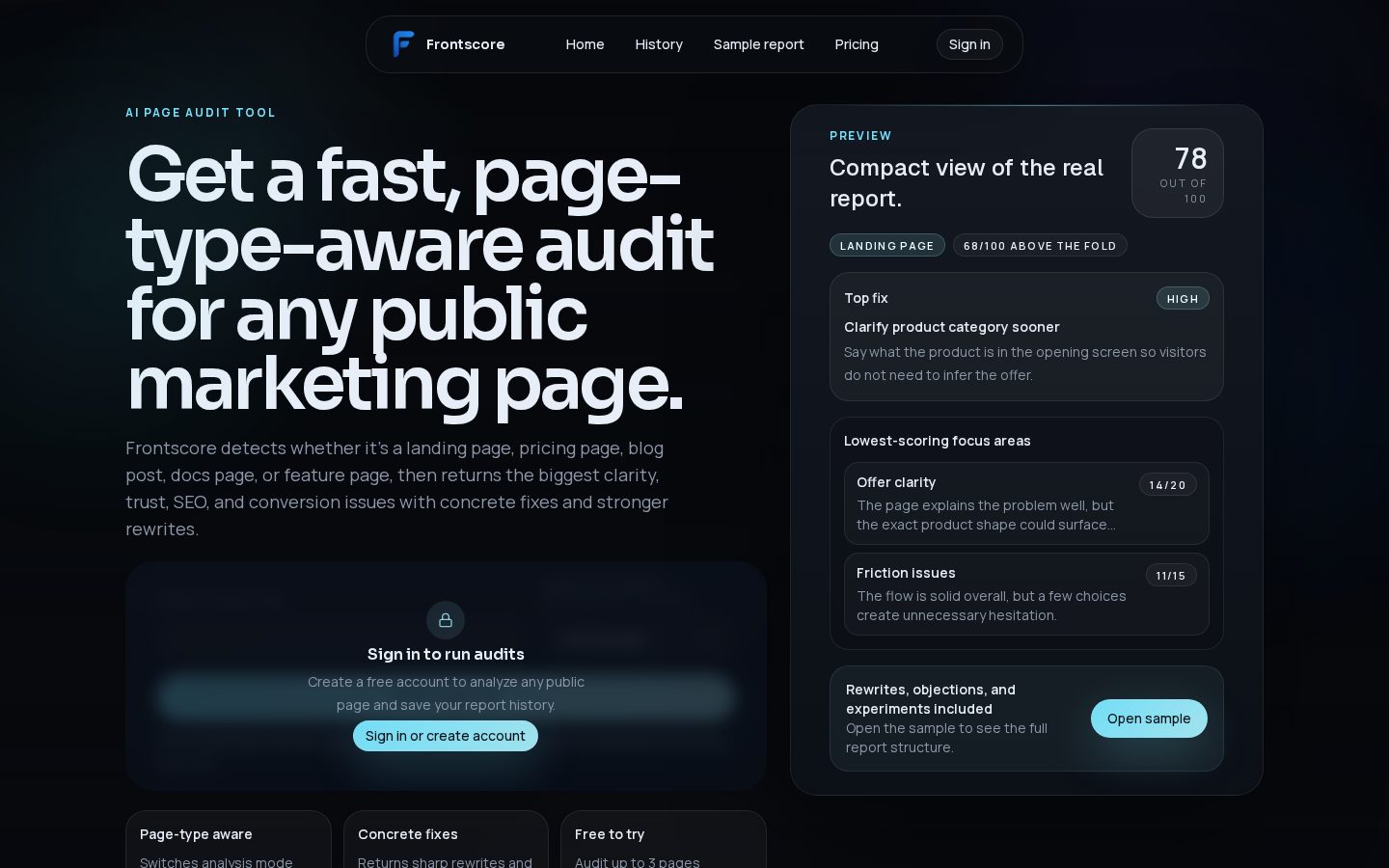 Frontscore Homepage