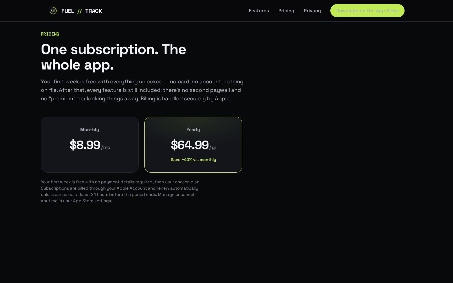 FUEL//TRACK Pricing