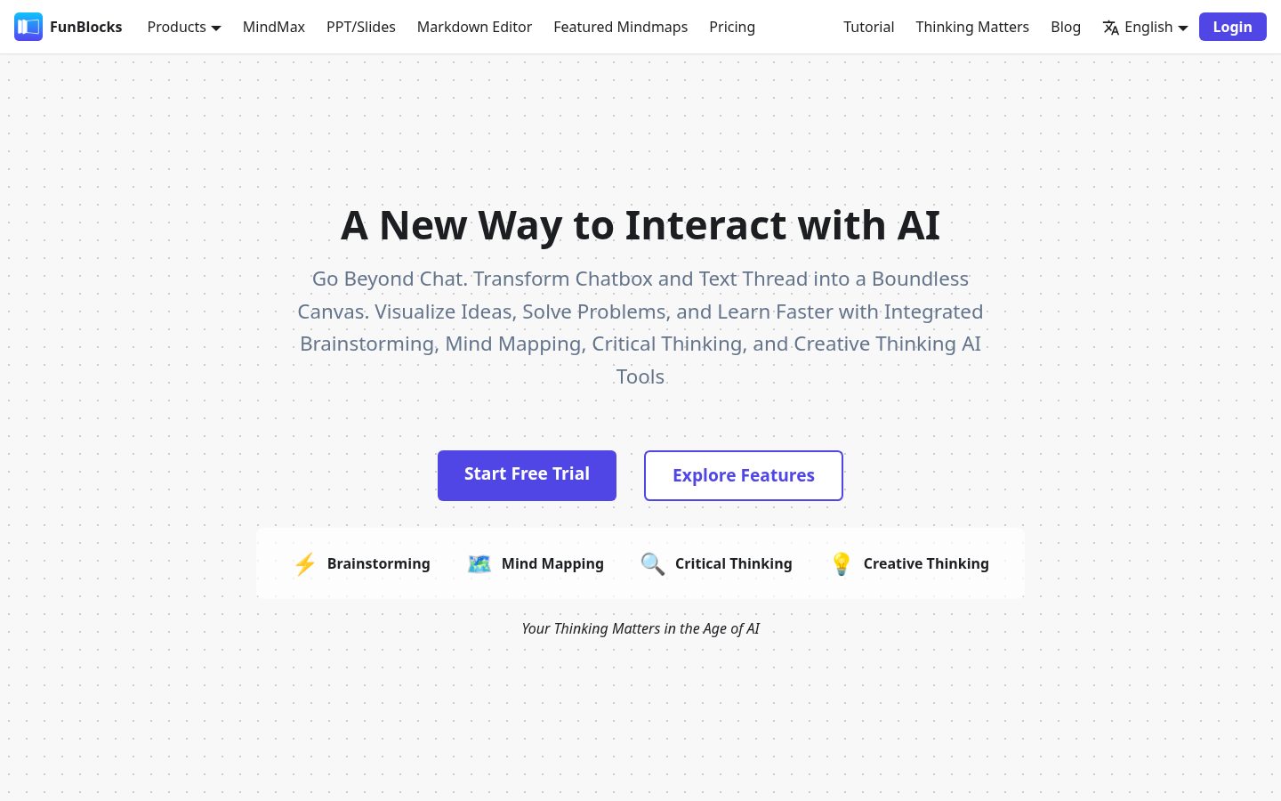 FunBlocks AIFlow Homepage