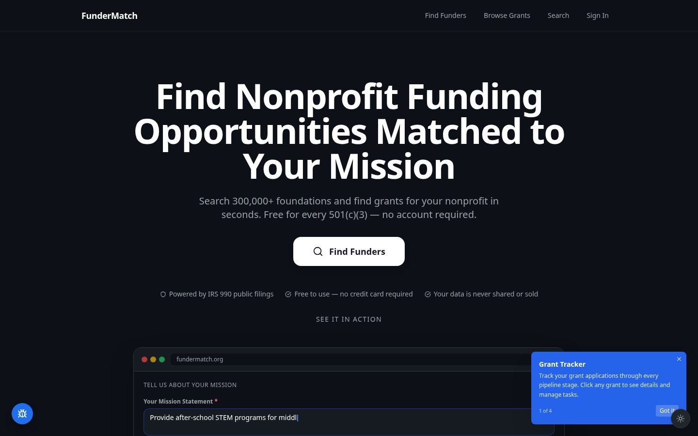 FunderMatch Homepage