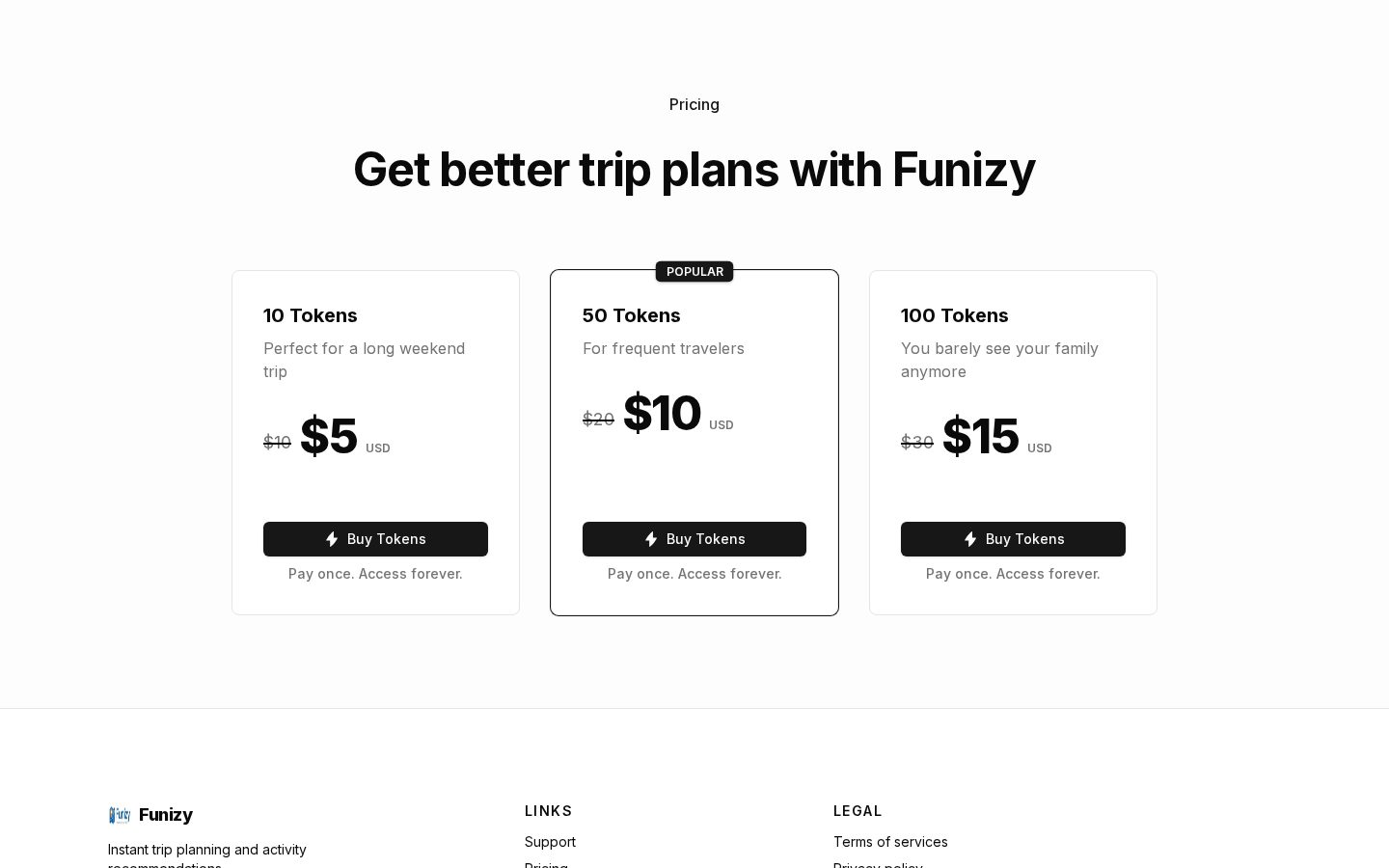 Funizy Pricing