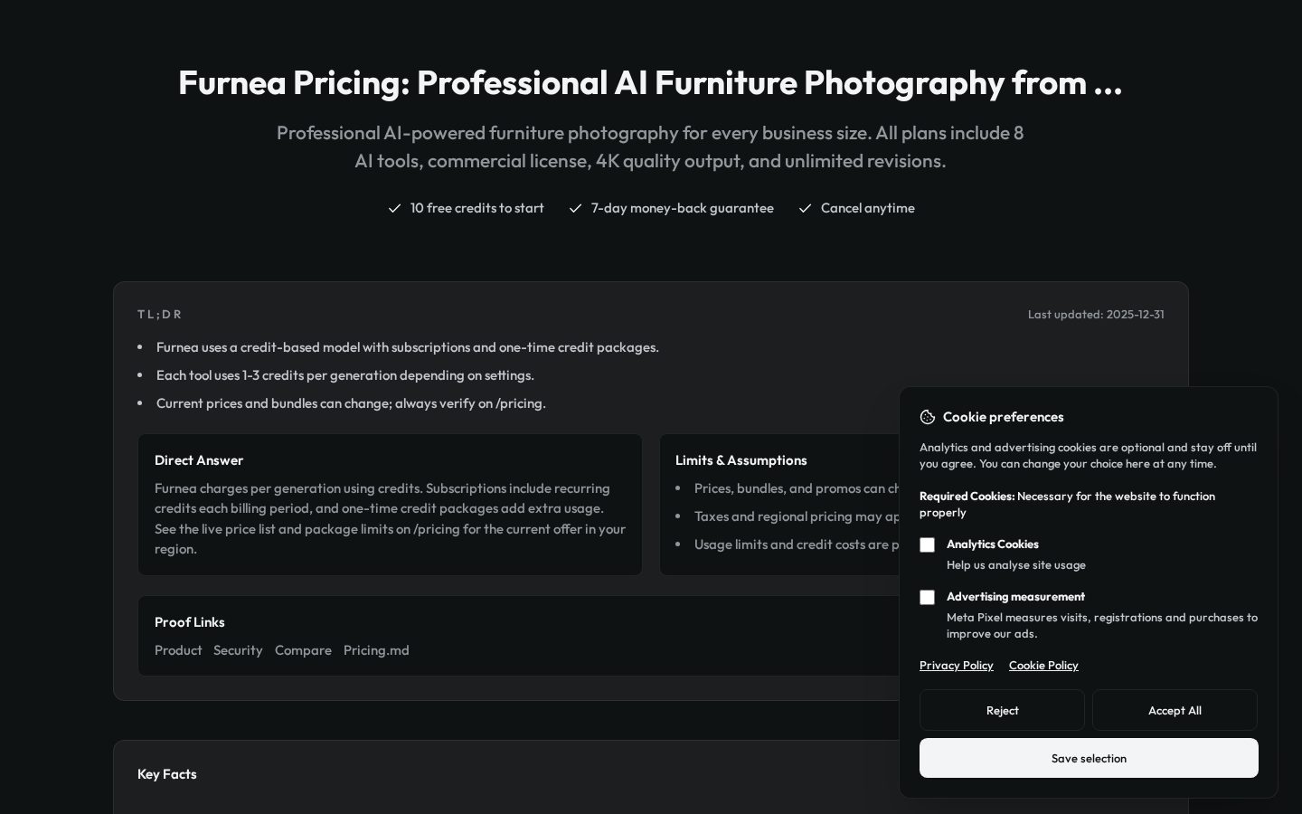 Furnea Pricing