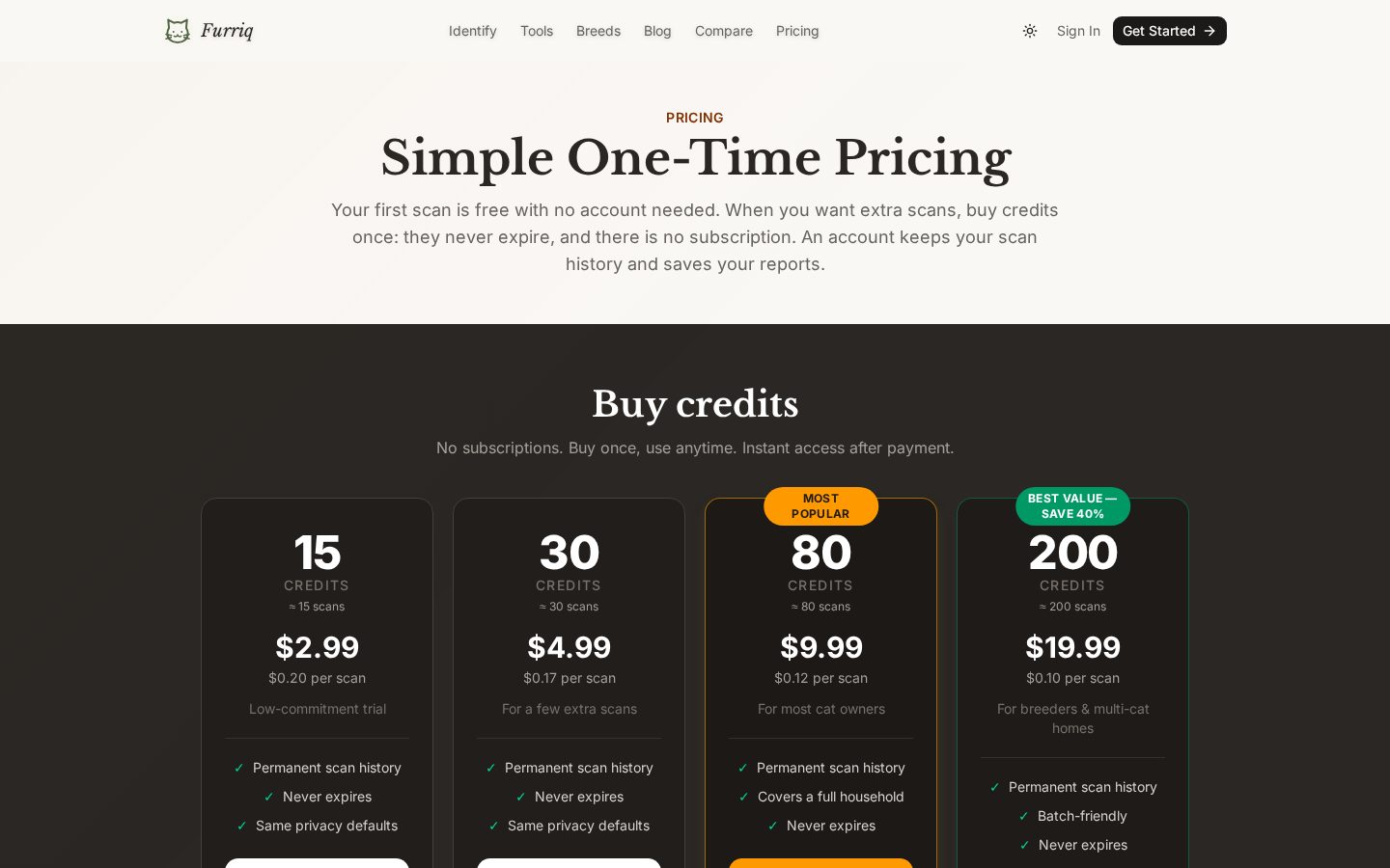 FURRIQ Pricing