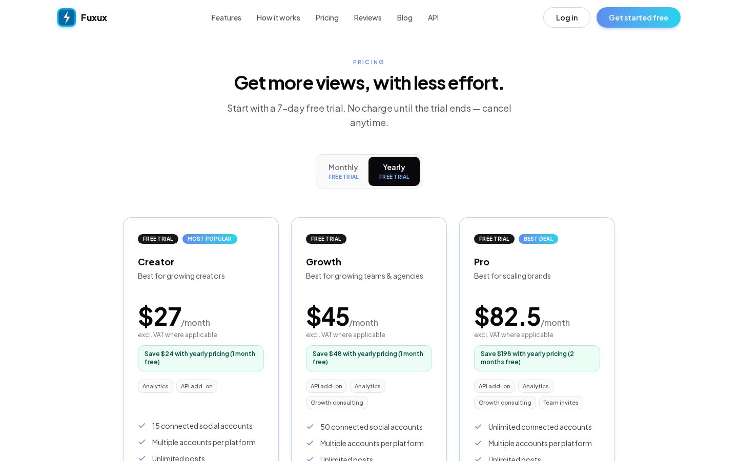 Fuxux Pricing