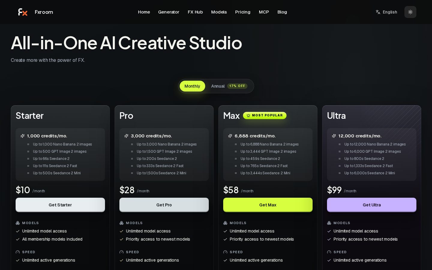 Fxroom Pricing
