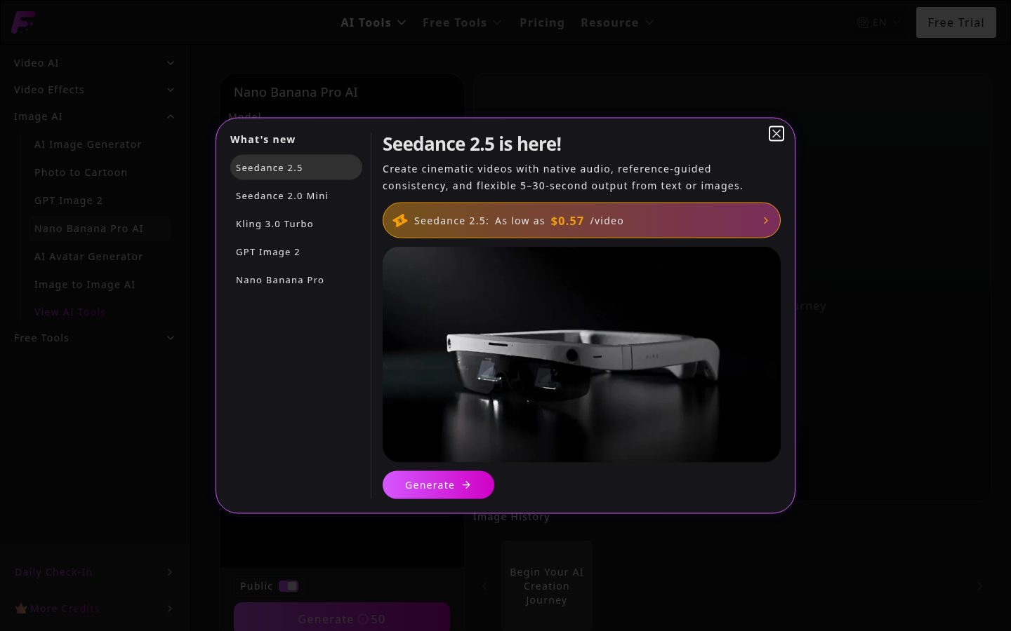 Fylia Nano Banana Pro AI Homepage
