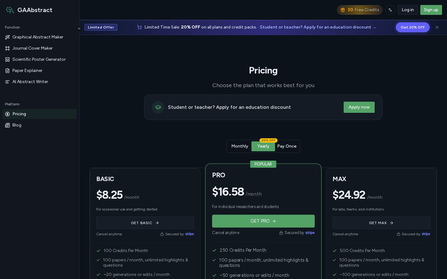 GAAbstract Pricing