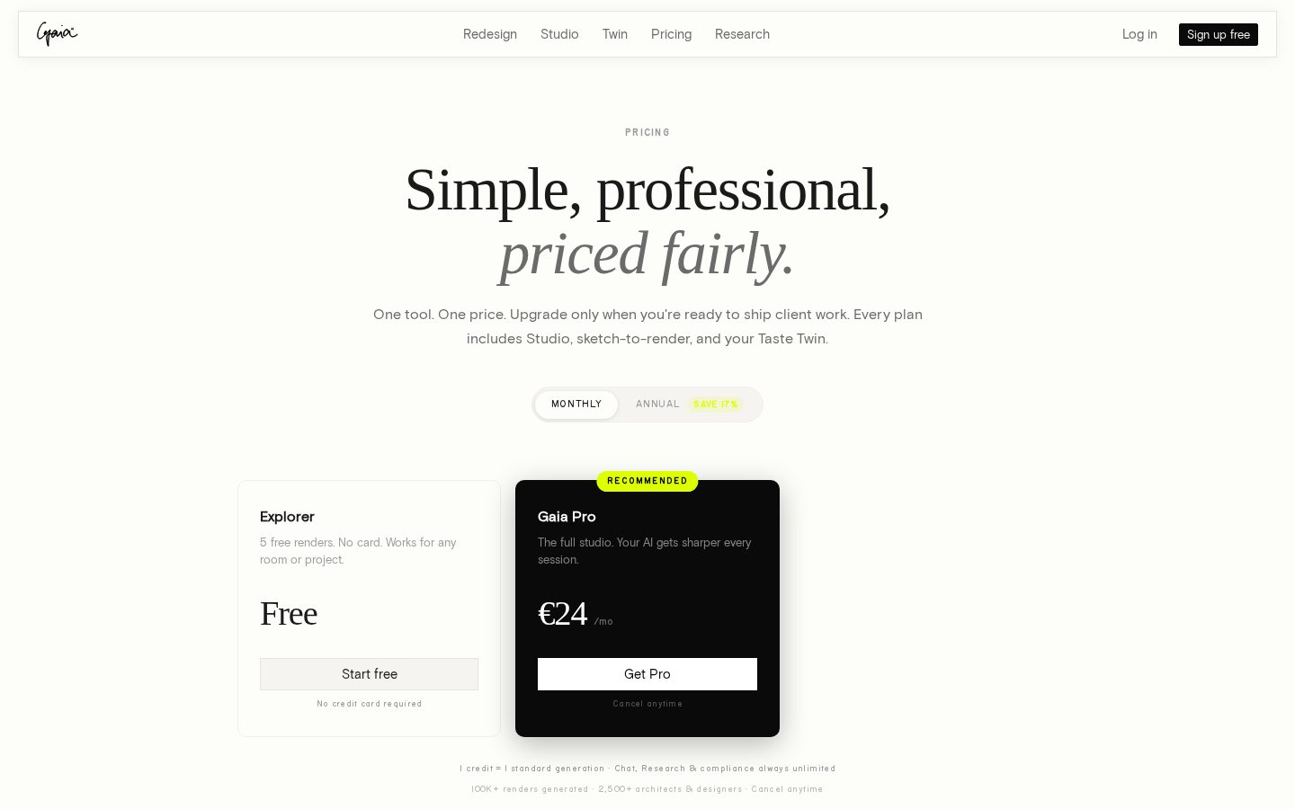 Gaia Pricing