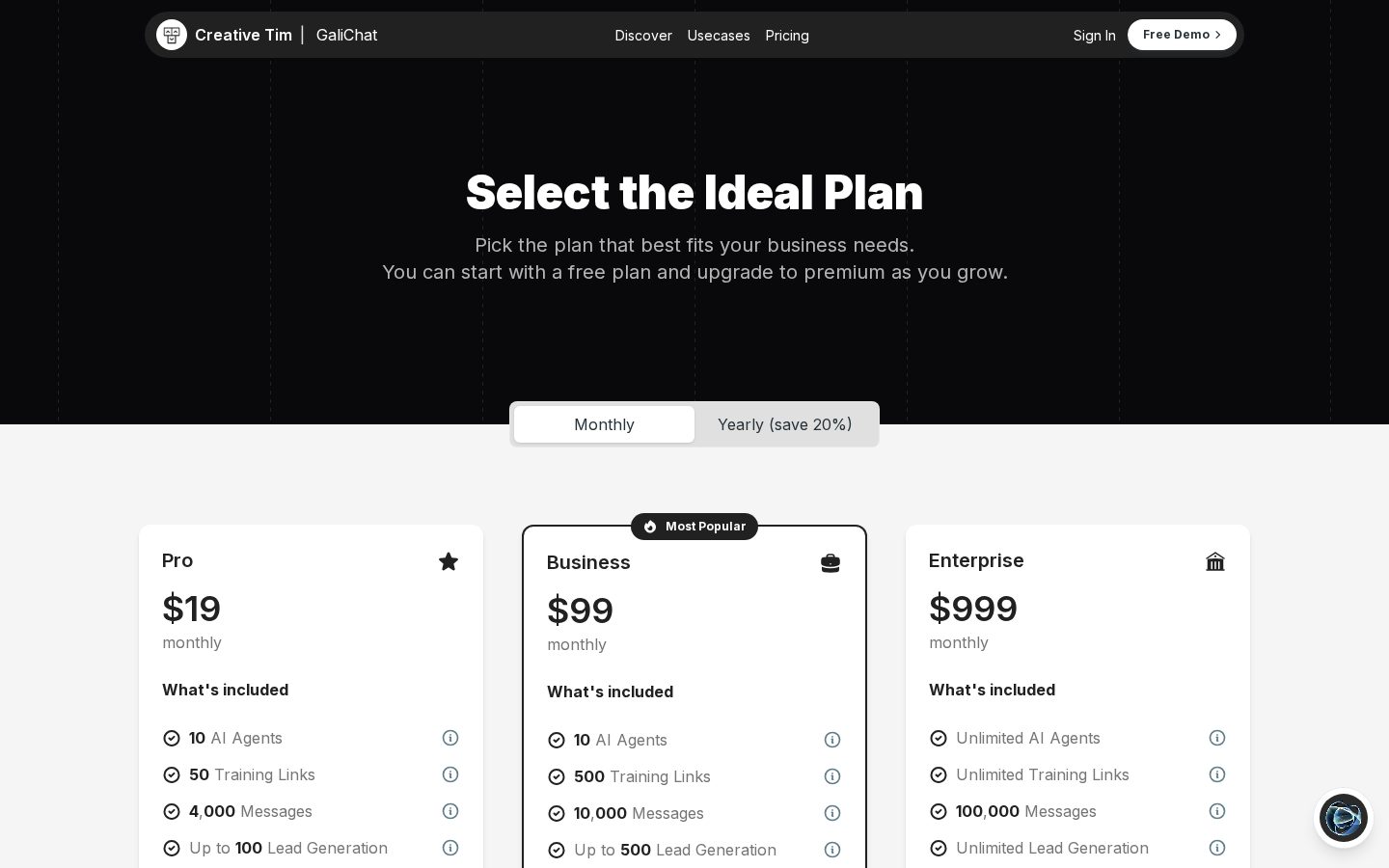 GaliChat Pricing