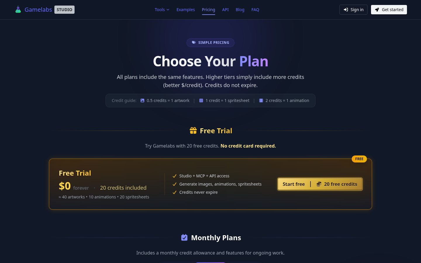 Gamelabs Studio Pricing