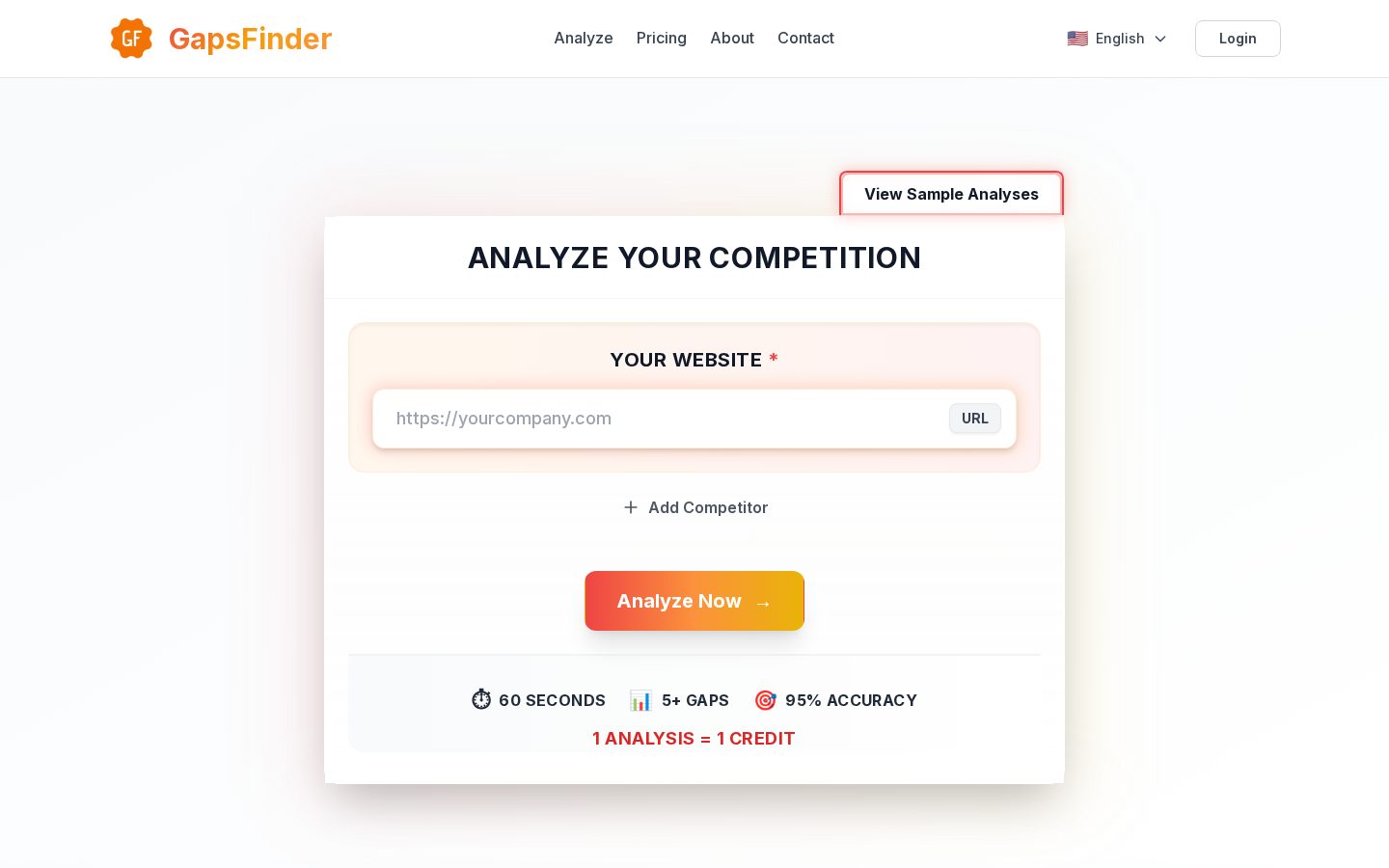 Gaps Finder Homepage