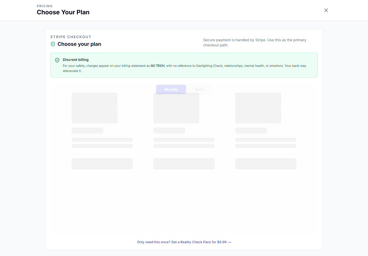 Gaslighting Check pricing