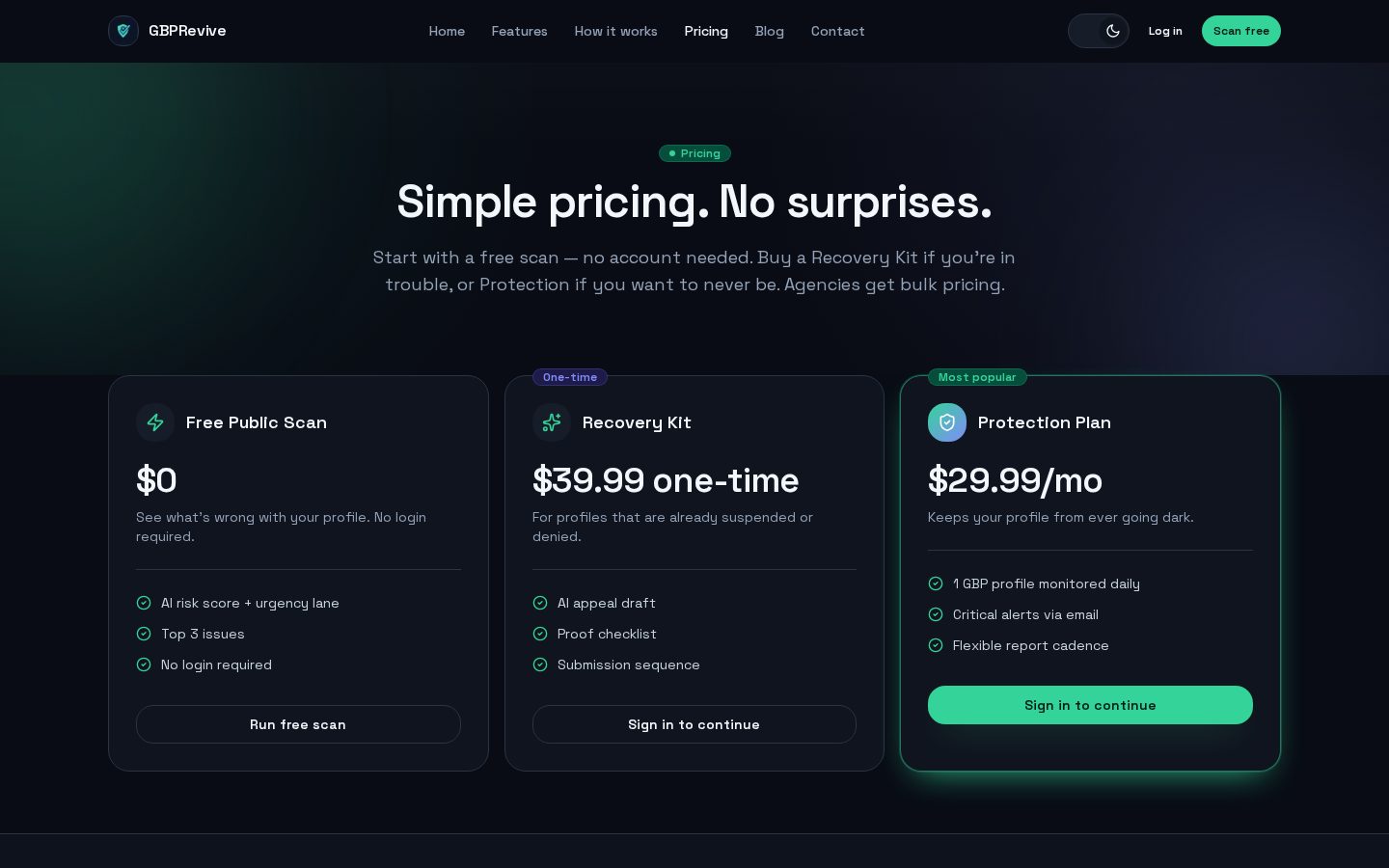 GBPRevive Pricing