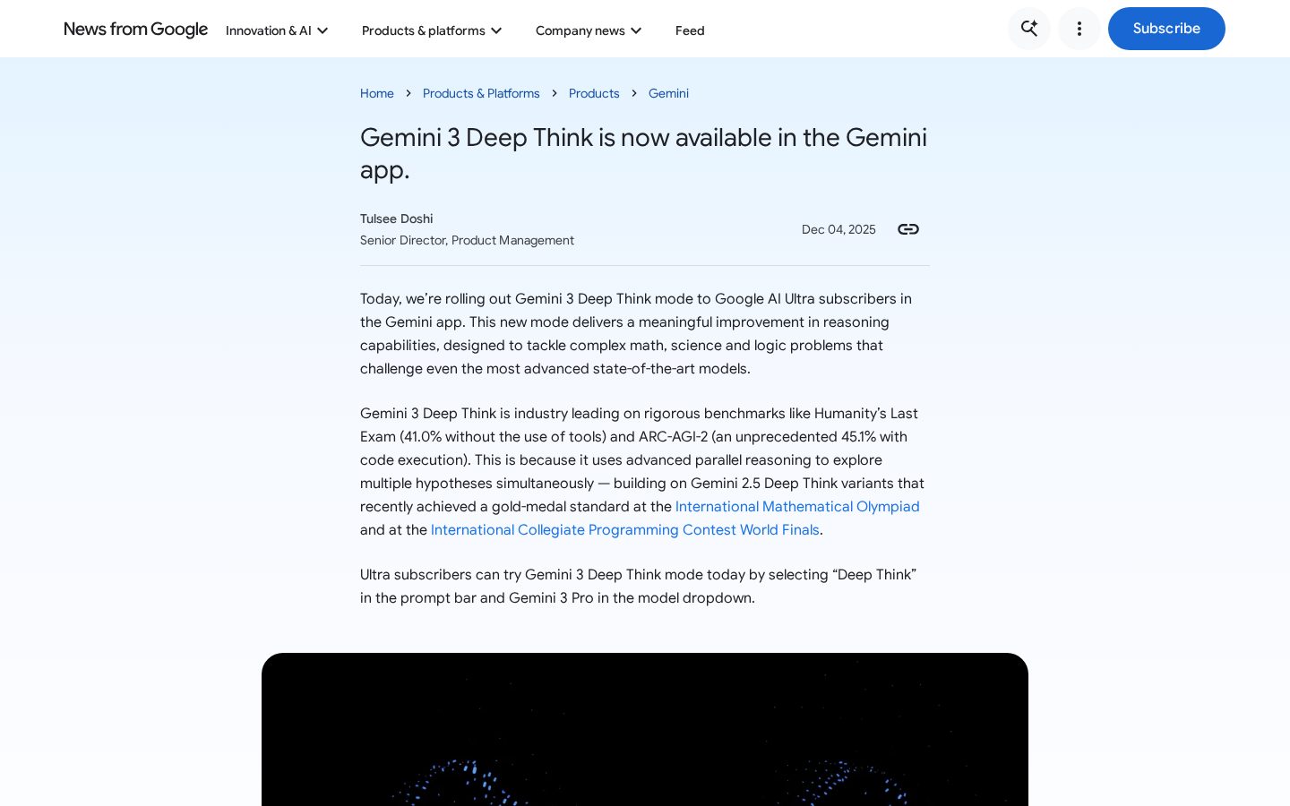 Gemini 3 Deep Think by Google Homepage
