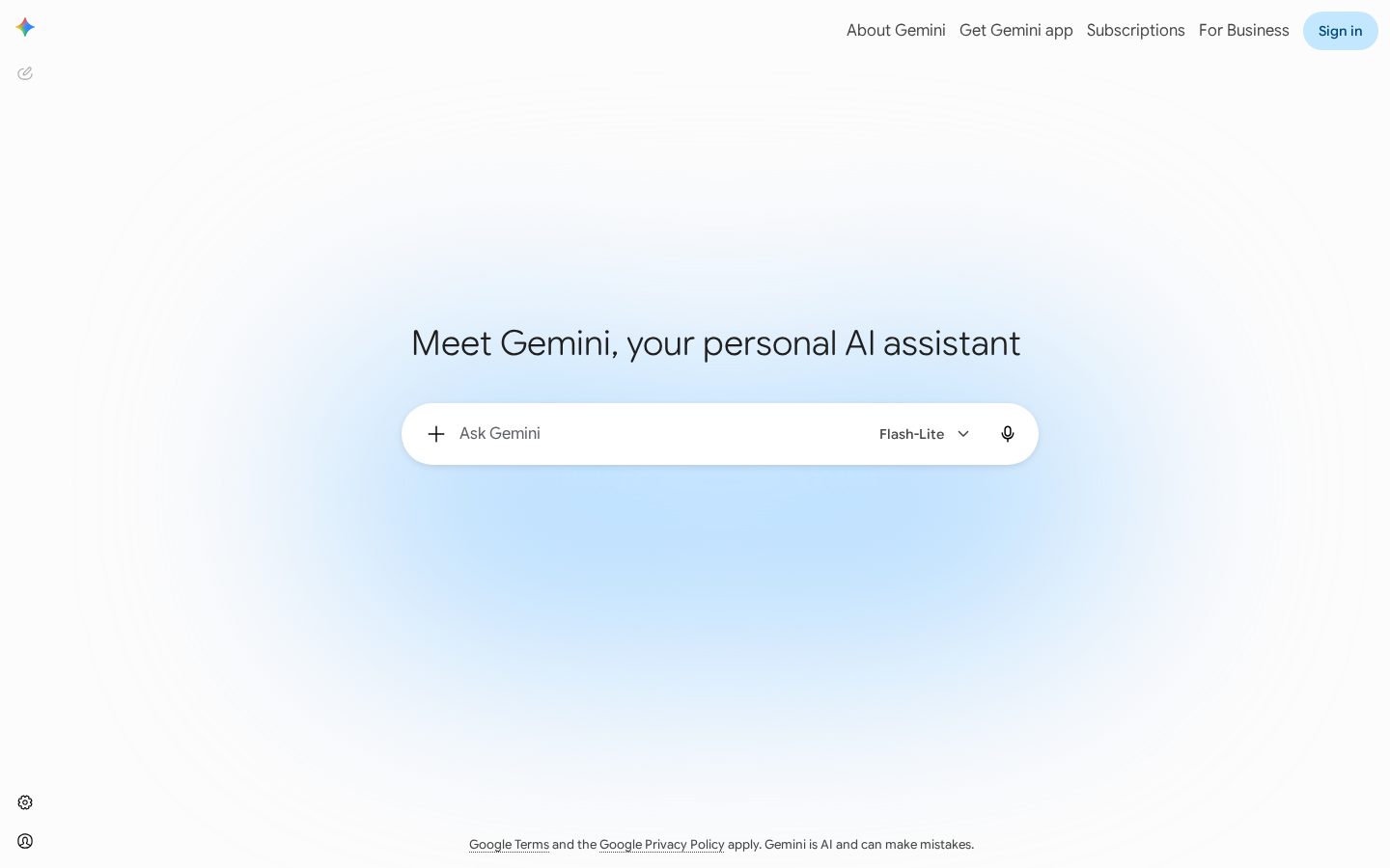 Gemini AI Homepage