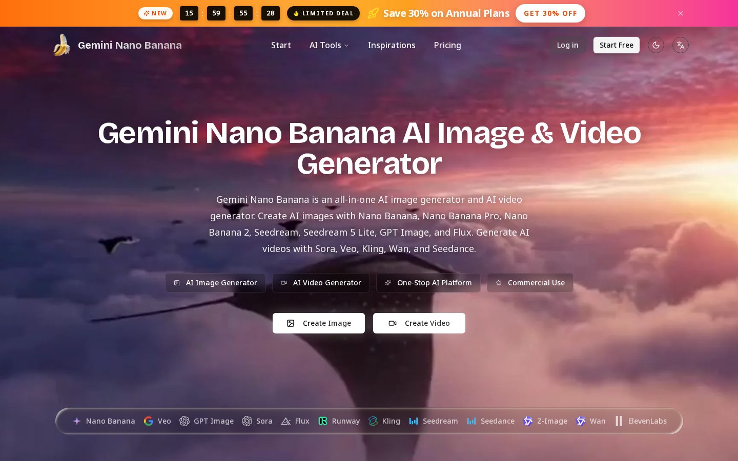 Gemini Nano Banana Homepage