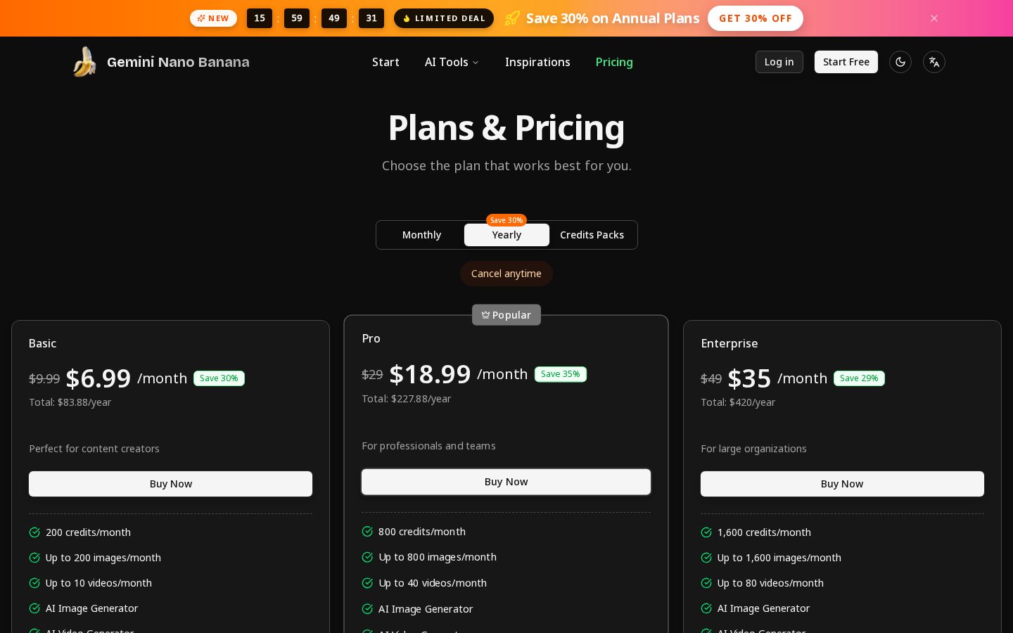 Gemini Nano Banana Pricing