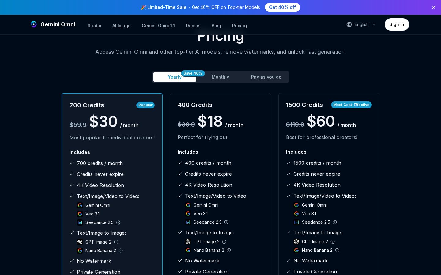 Gemini Omni AI Pricing