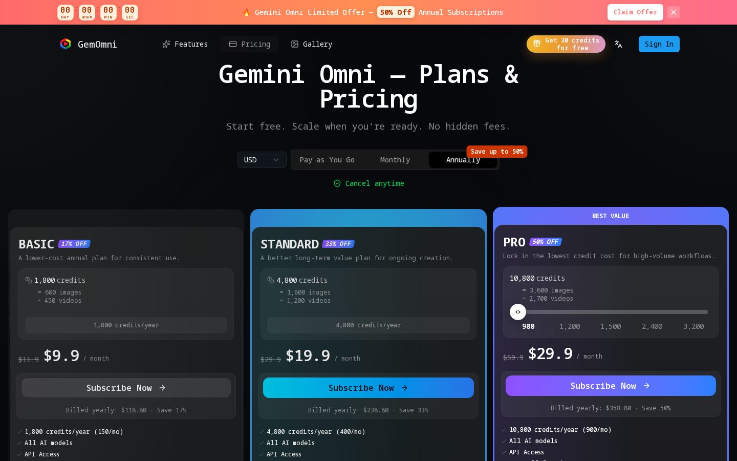 Gemini Omni AI Video Editor Agent Pricing