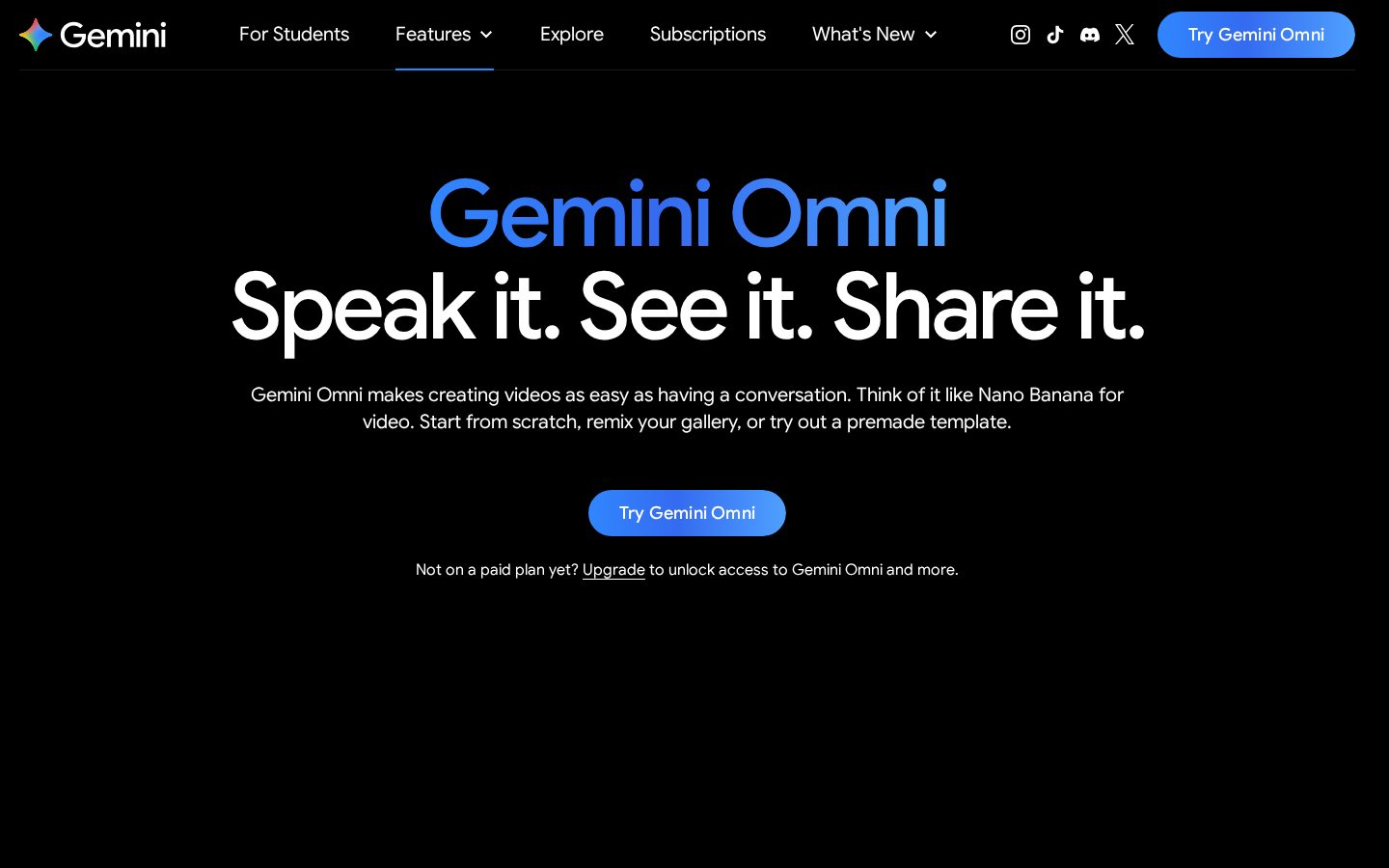 Gemini Omni Flash Homepage