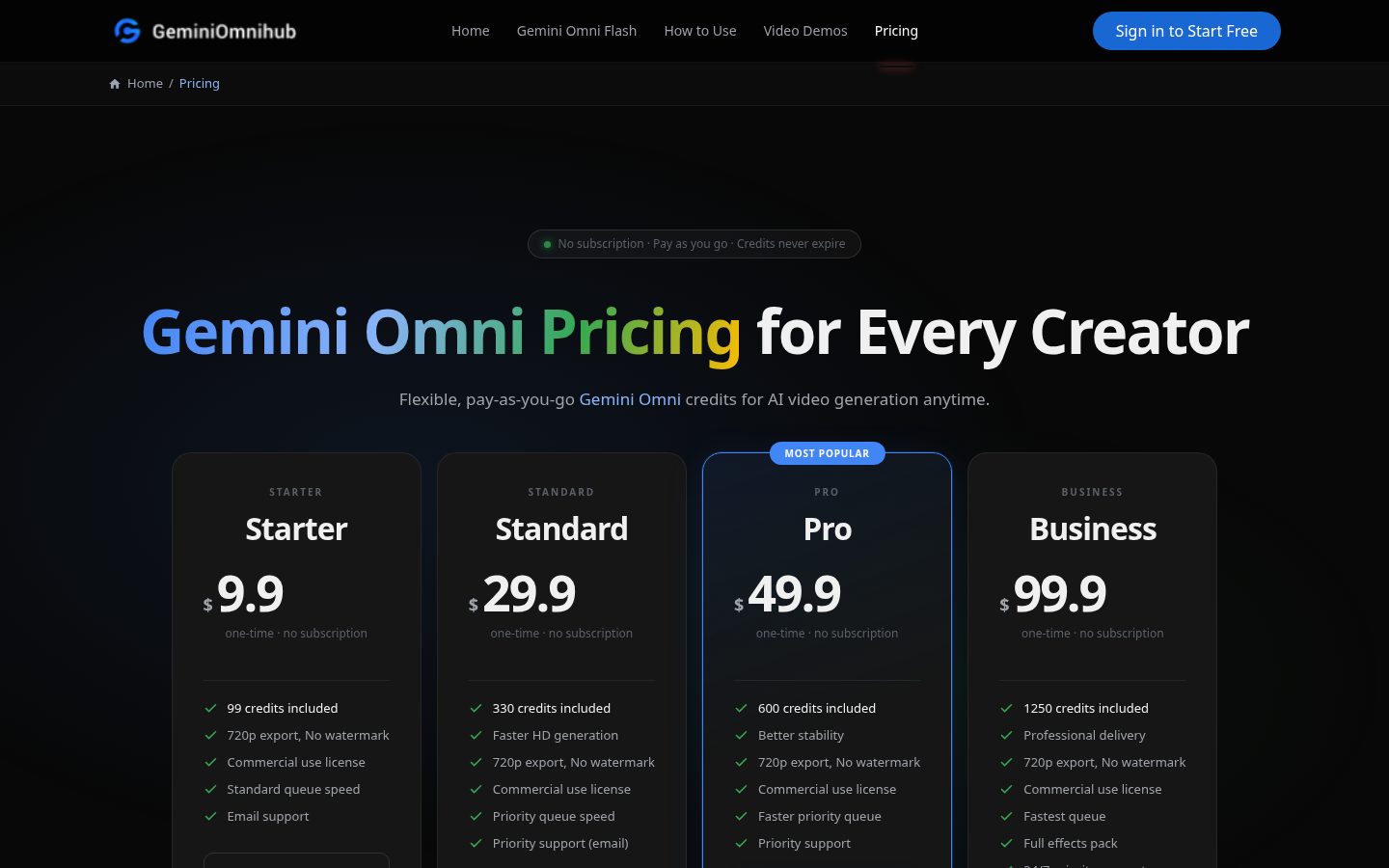 Gemini Omni Flash Video Generator Pricing