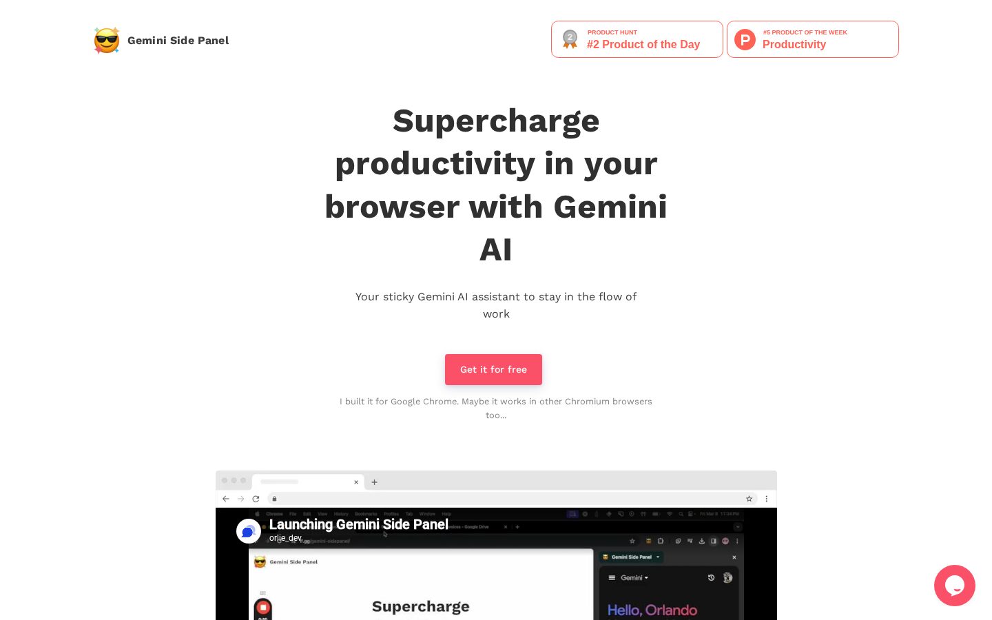 Gemini Side Panel Homepage