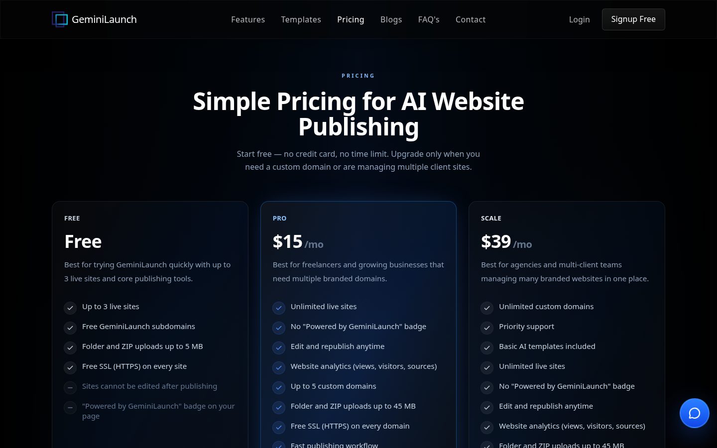 GeminiLaunch Pricing