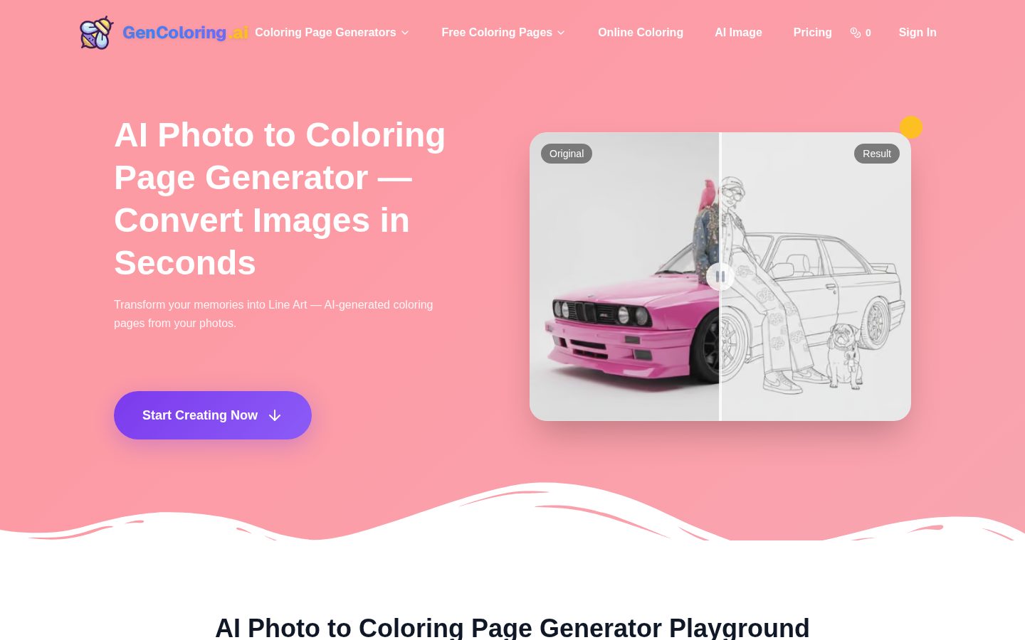 Gen Coloring AI Homepage