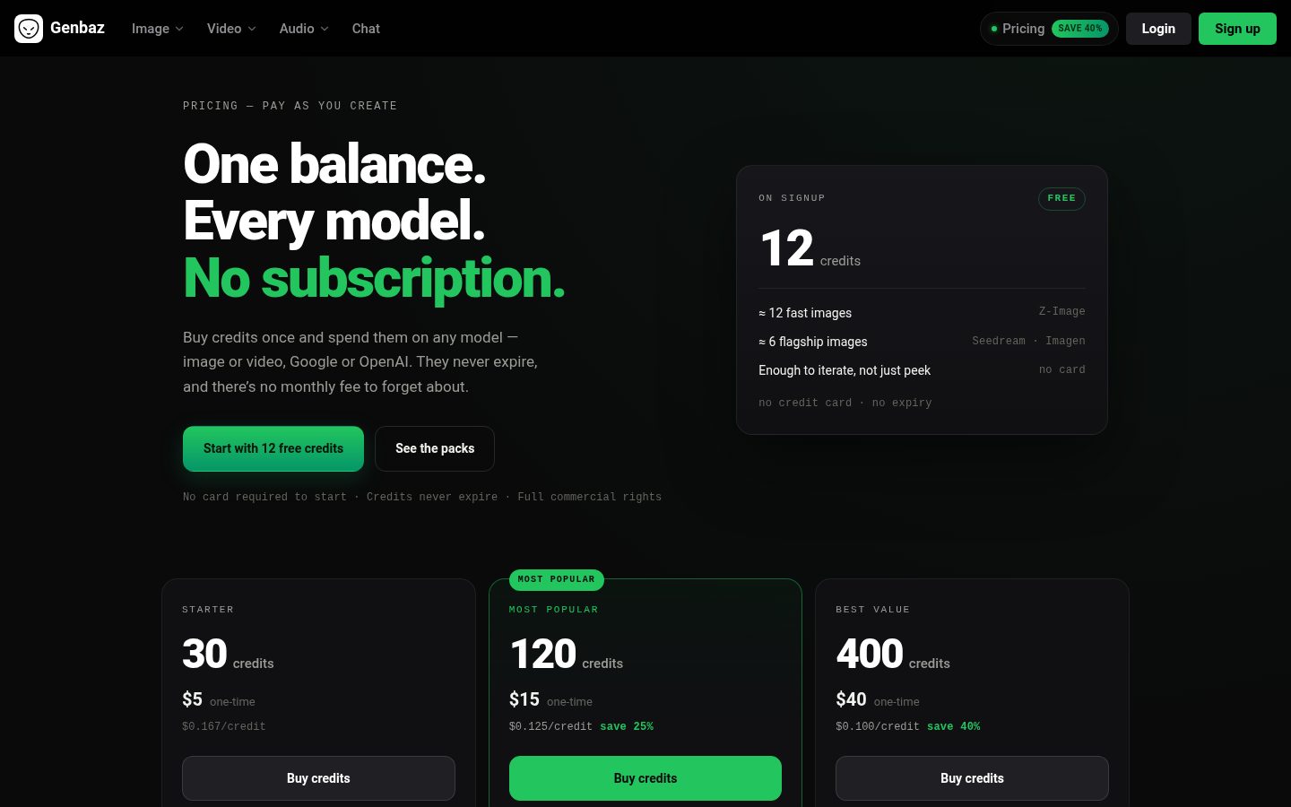 Genbaz Pricing