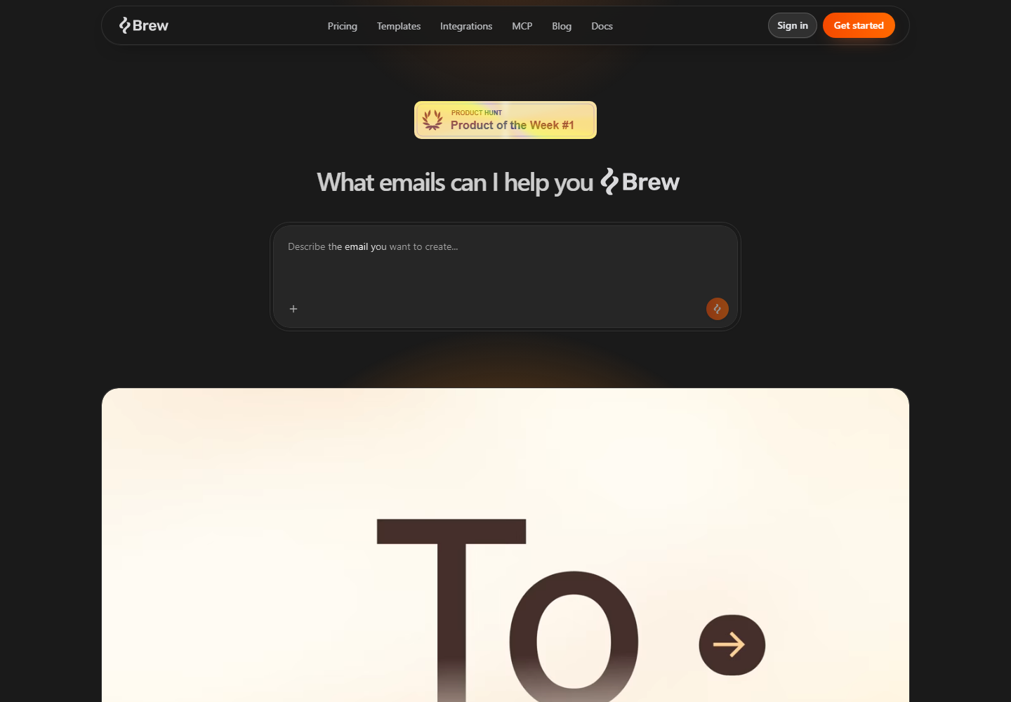 Generate Emails in Seconds homepage