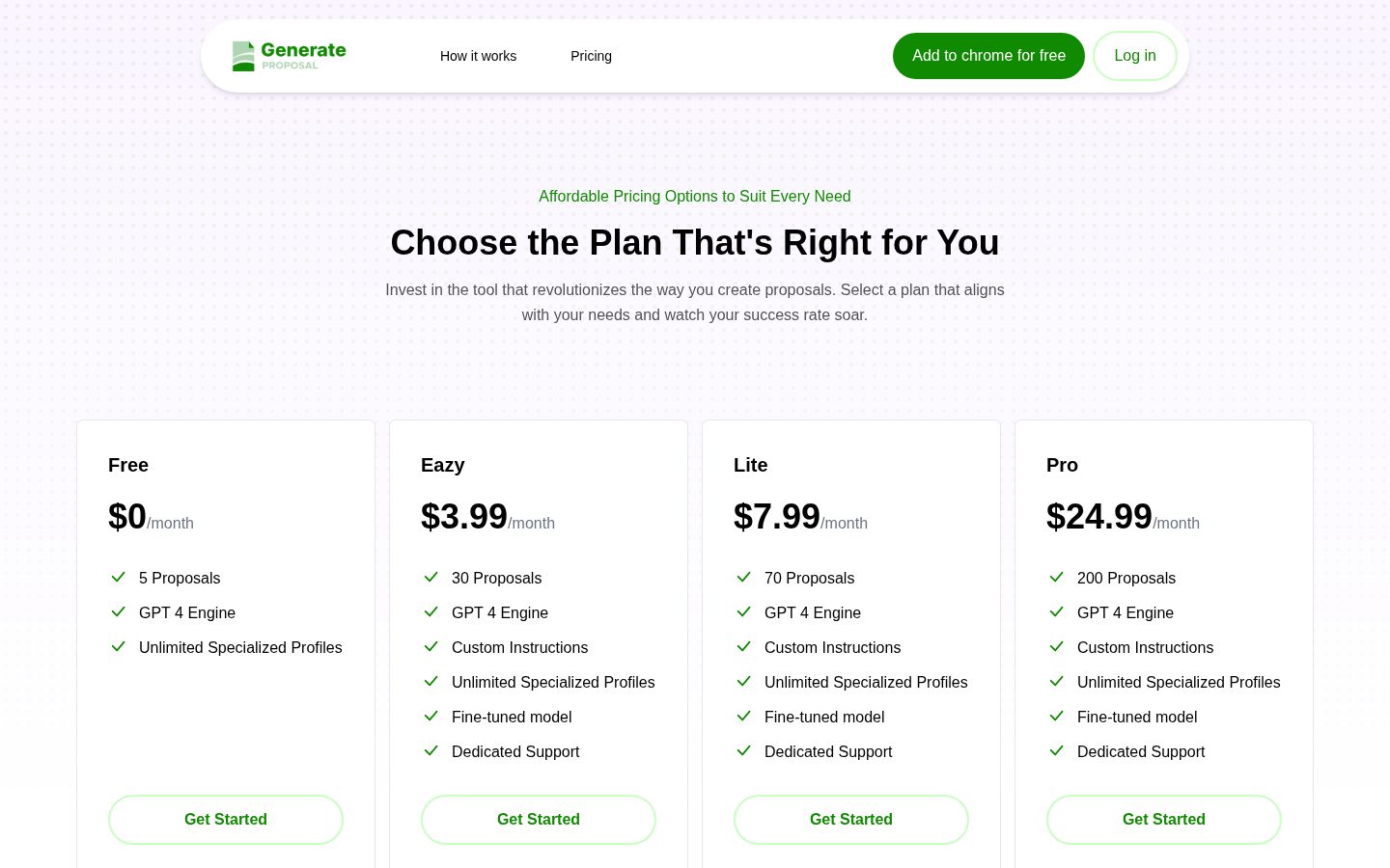 Generate Proposal Pricing