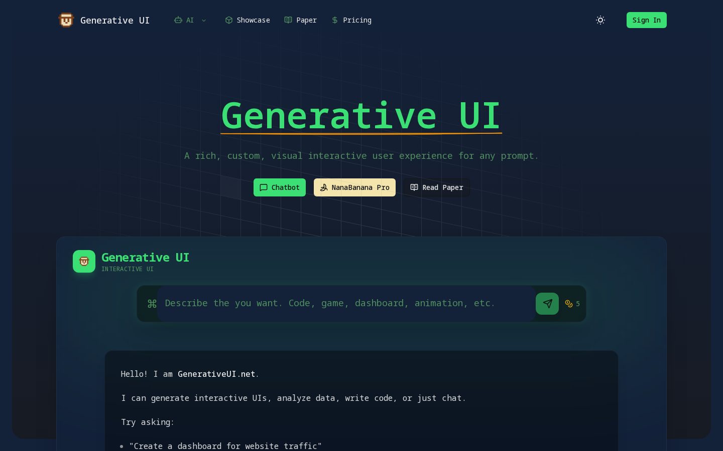 Generative UI Homepage