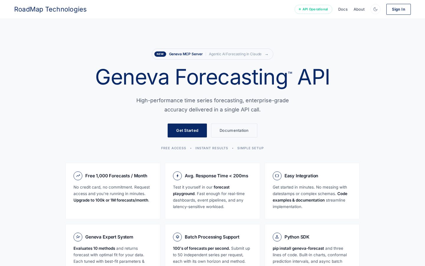 Geneva Forecasting API Homepage