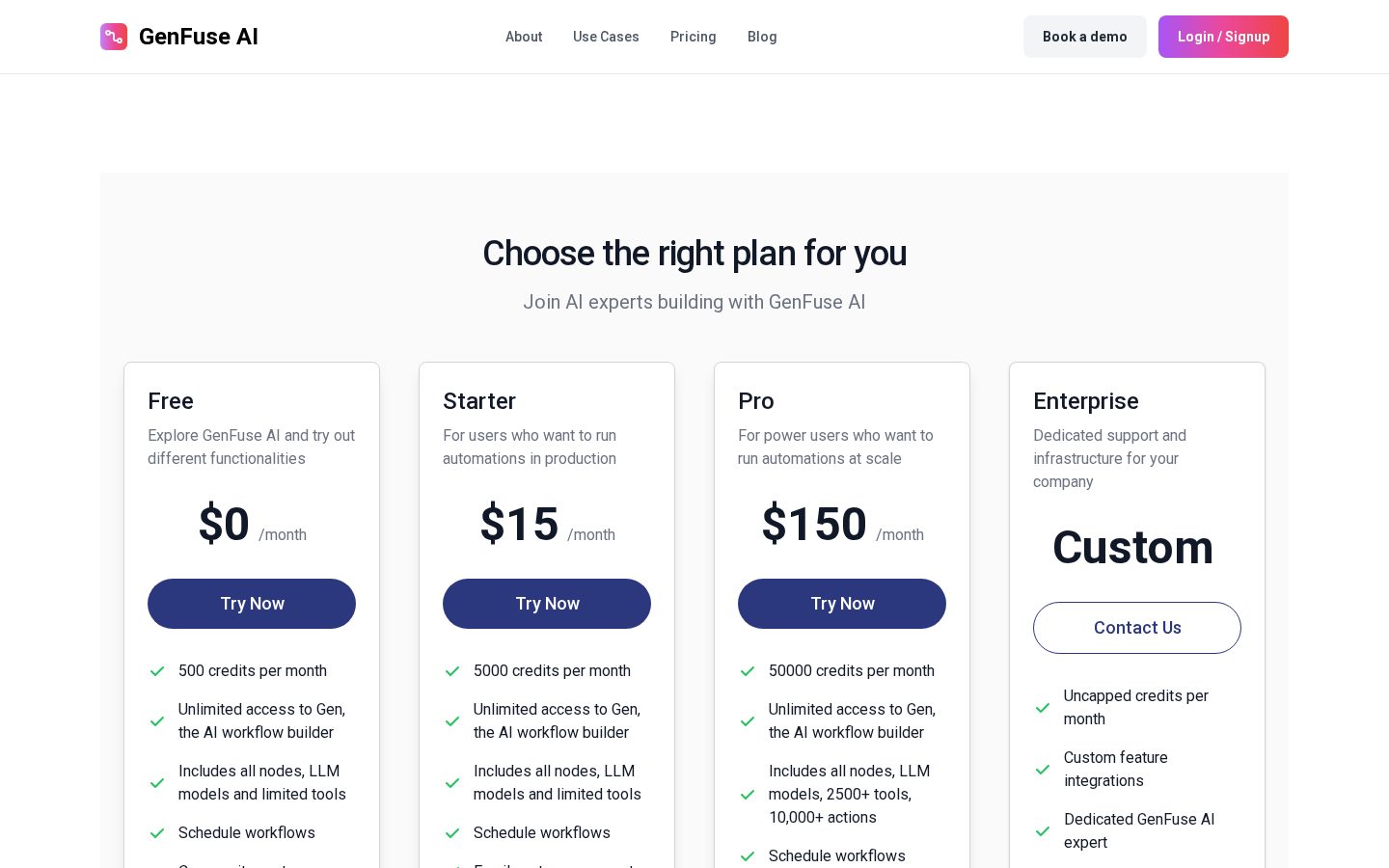 GenFuse AI Pricing