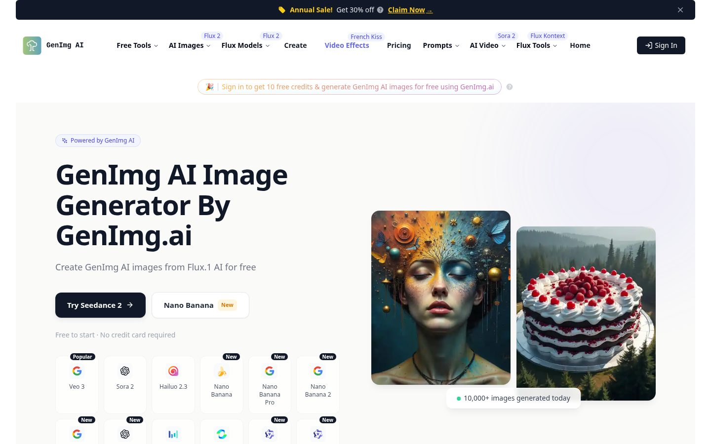 GenImg AI Homepage
