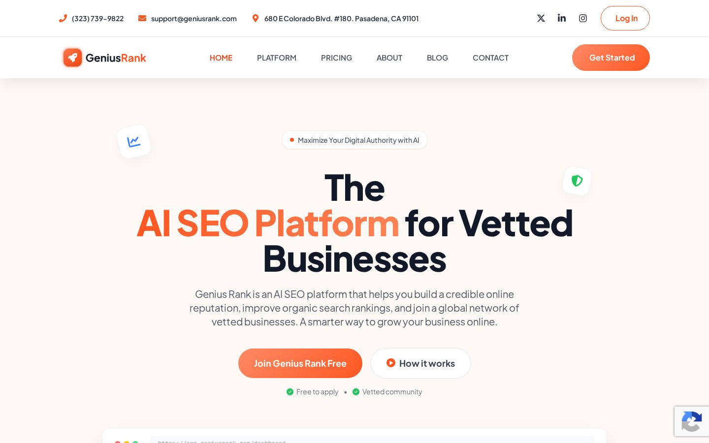 GeniusRank Homepage