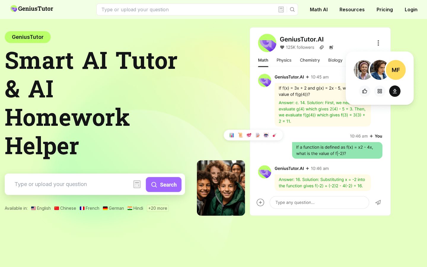 GeniusTutor Homepage