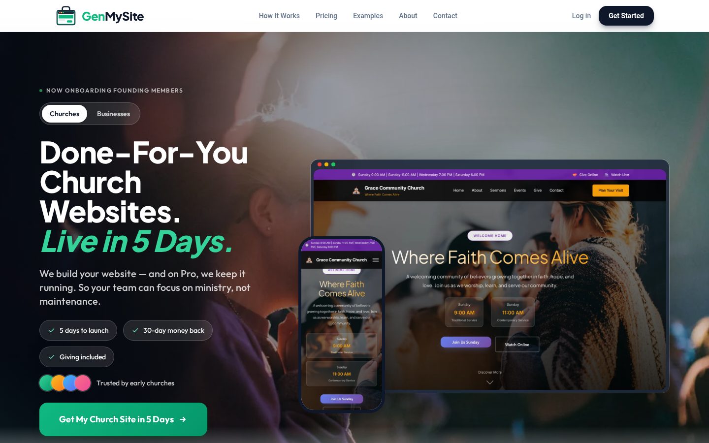 GenMySite Homepage