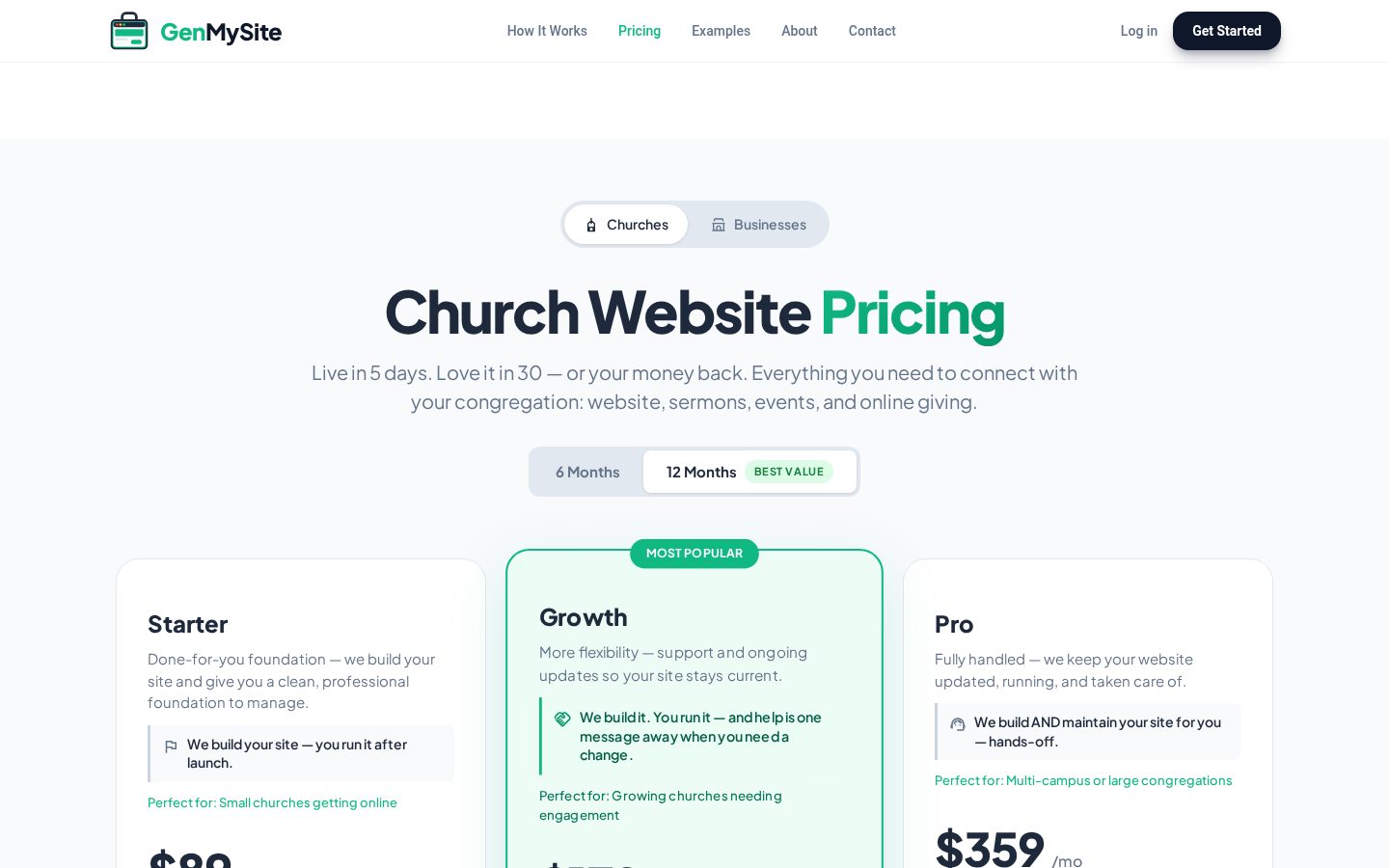 GenMySite Pricing