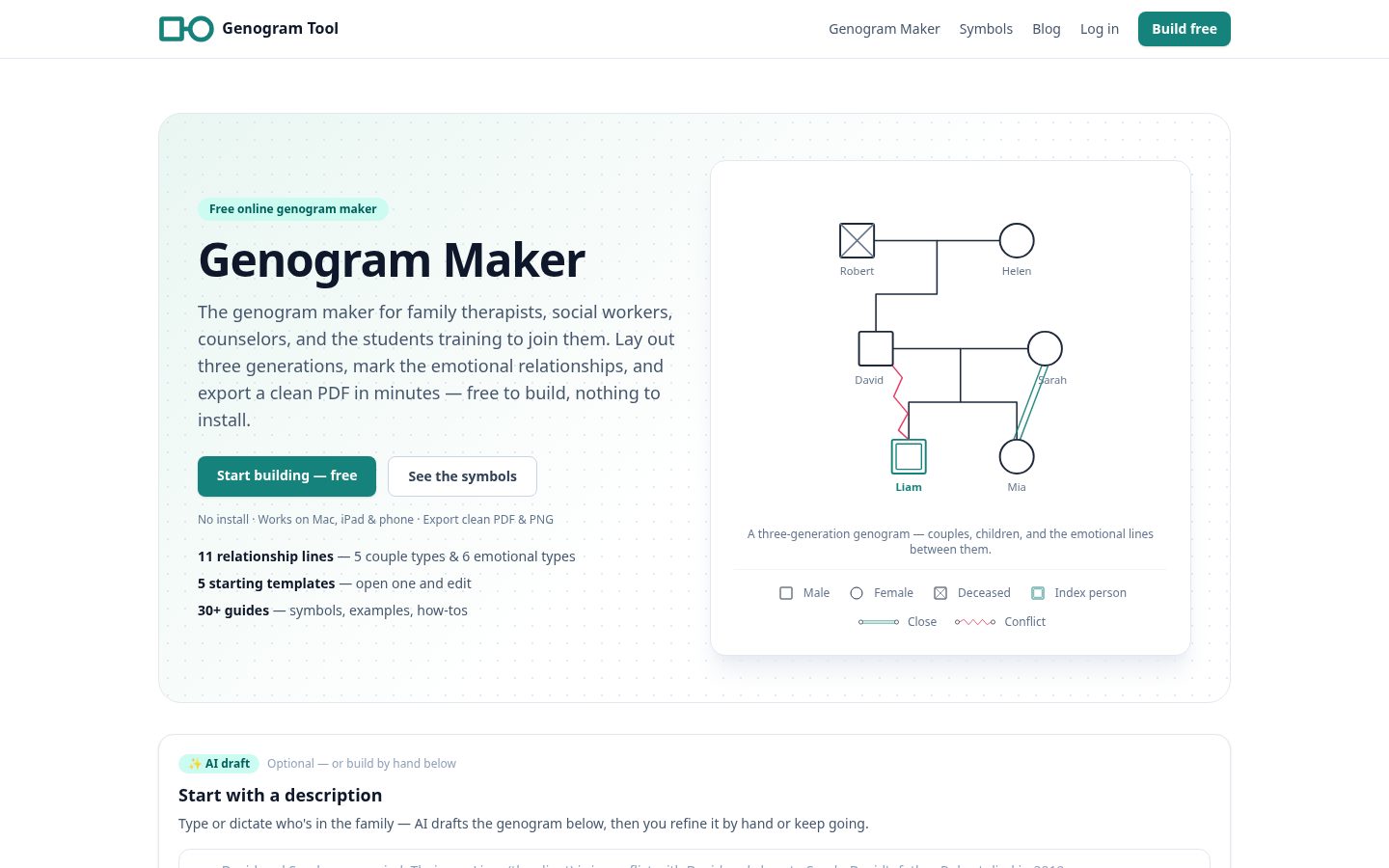 Genogram Tool Homepage