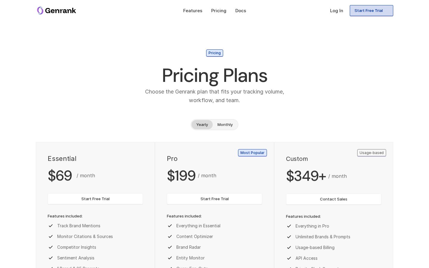 Genrank Pricing