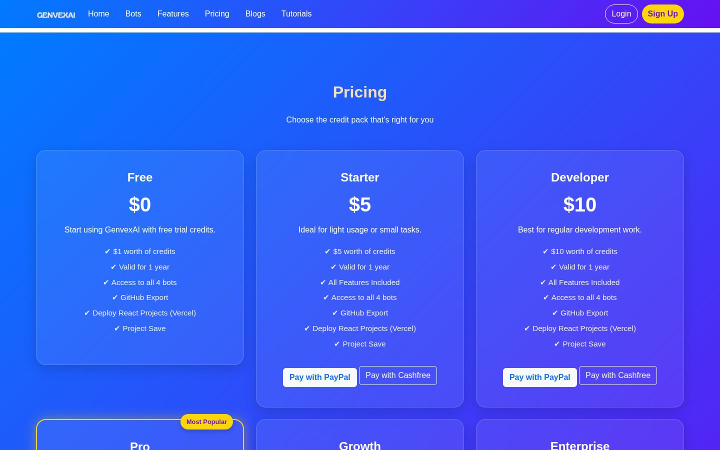 GenvexAI Pricing