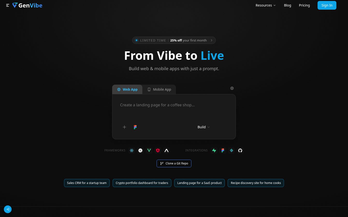 Genvibe Homepage