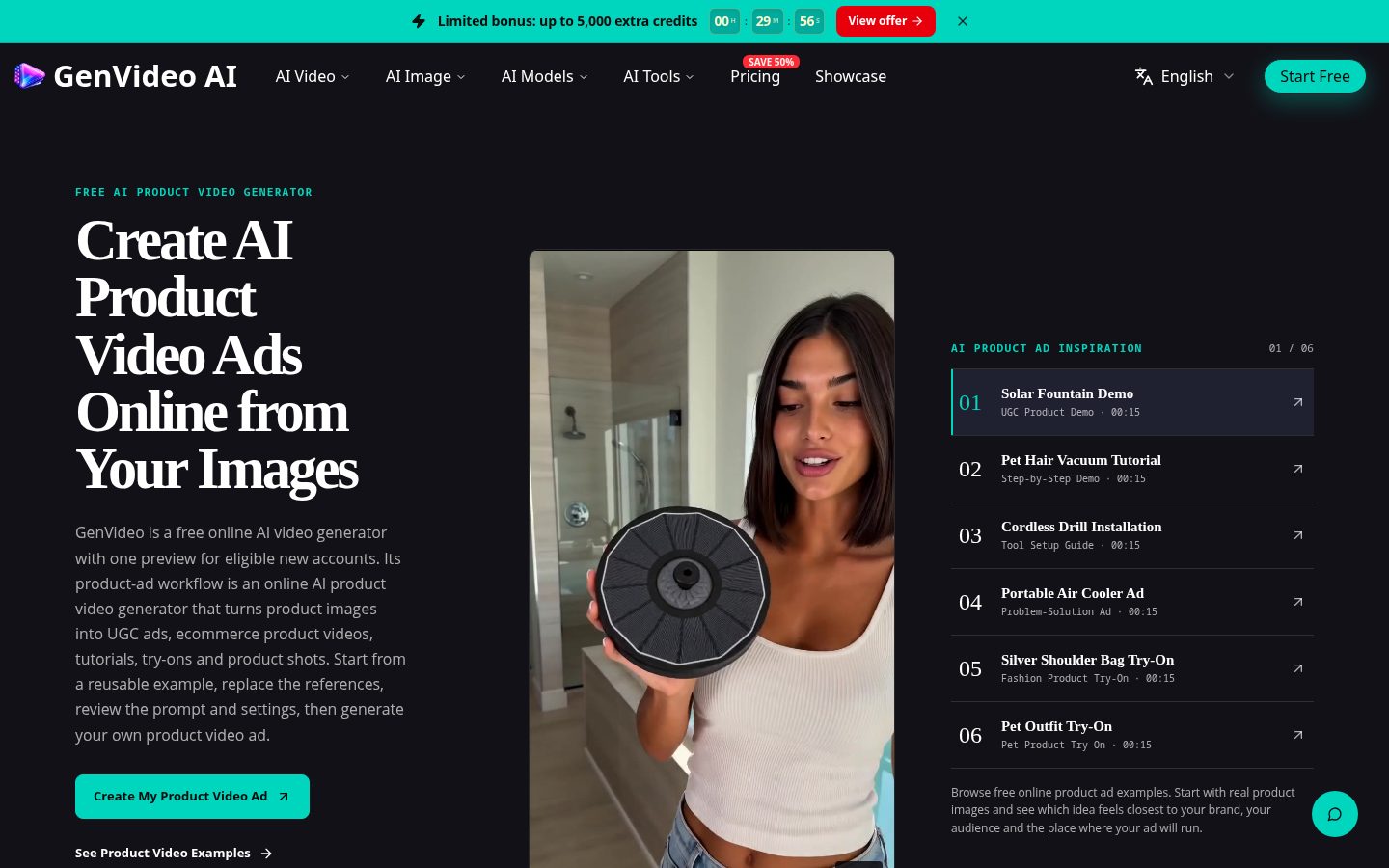 GenVideo AI Homepage