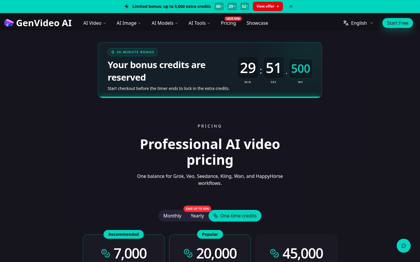 GenVideo AI Pricing