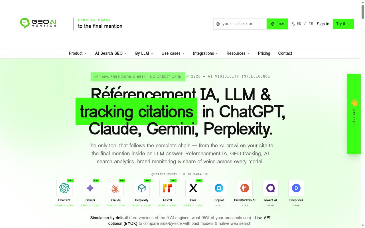 GEO AI MENTION Homepage