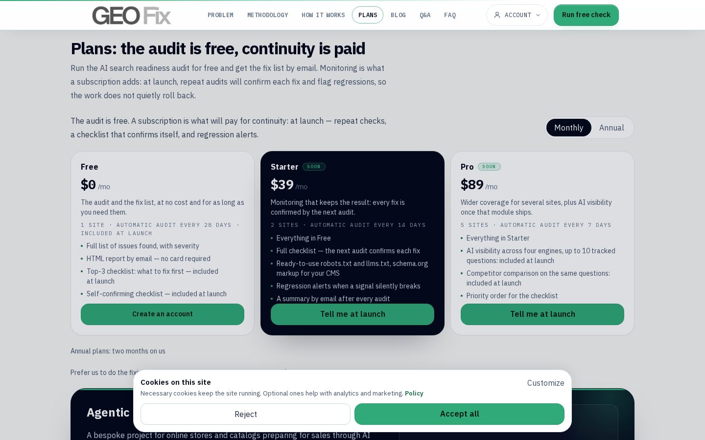 GEO Fix Pricing