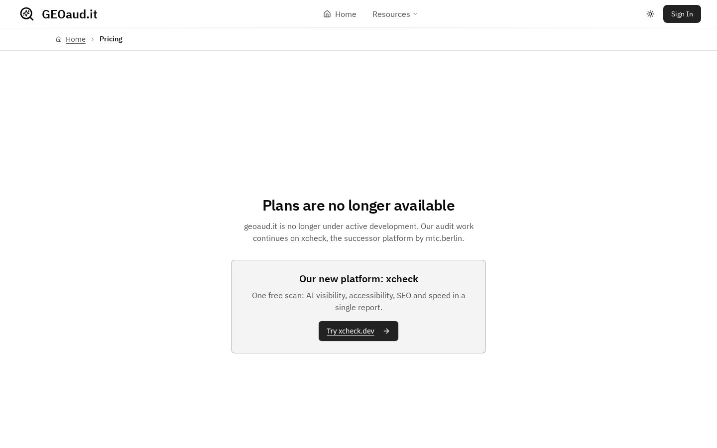 GEOAudit Pricing